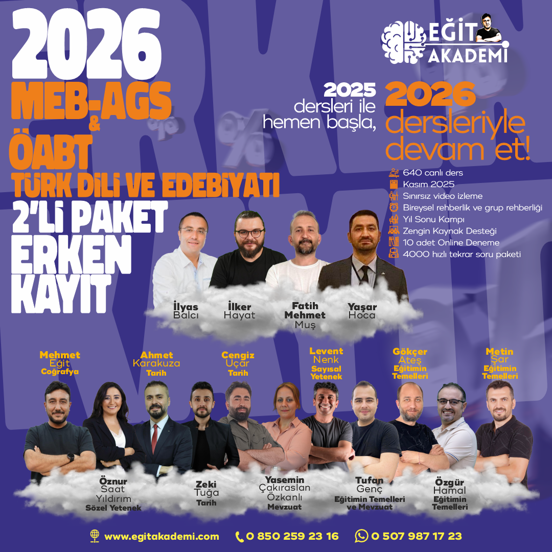 2026 Türk Dili ve Edebiyatı ÖABT + MEB-AGS 2’Lİ EĞİTİM PAKETİ CANLI/ VİDEO