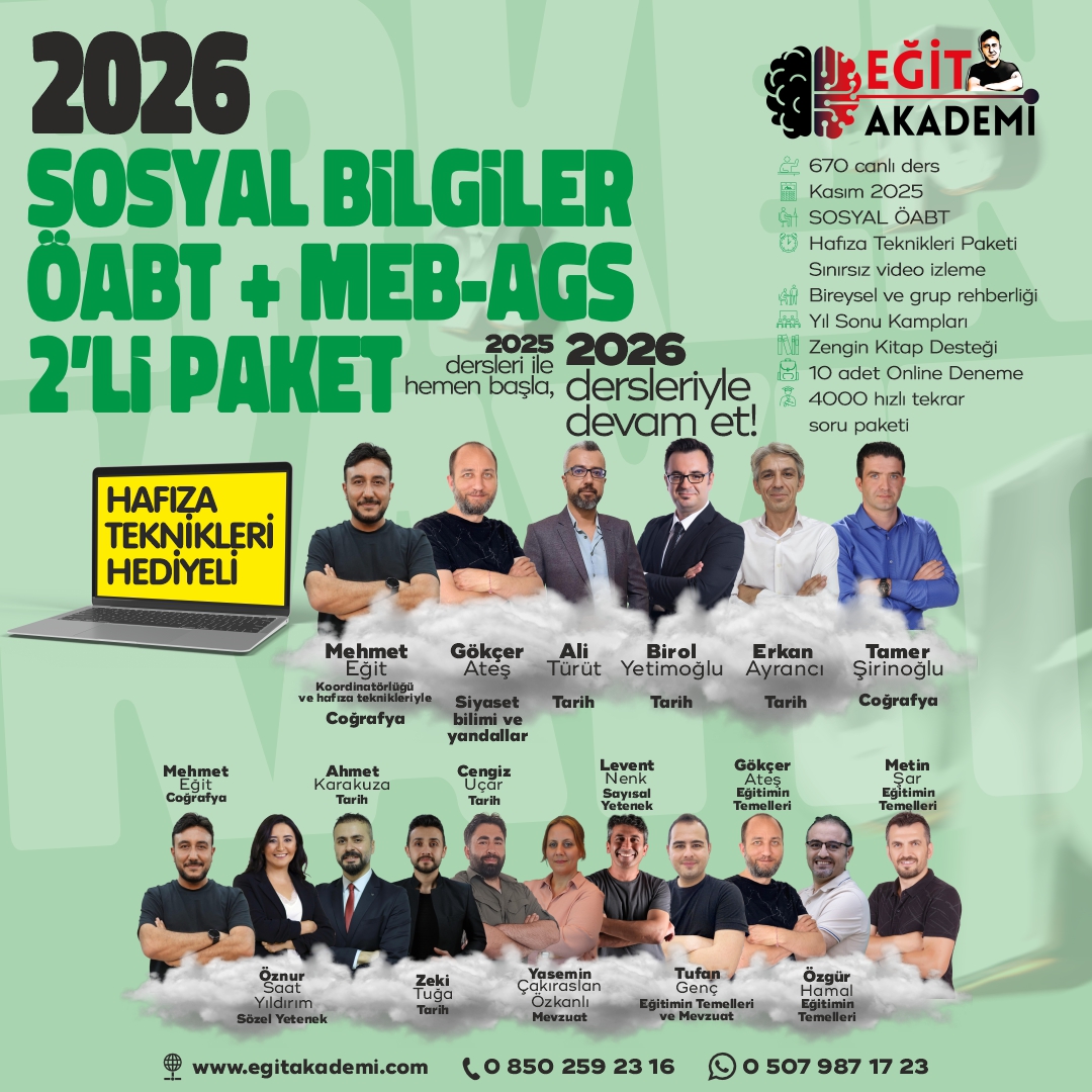 2026 Sosyal Bilgiler ÖABT + MEB-AGS 2’li Canlı/Video Ders