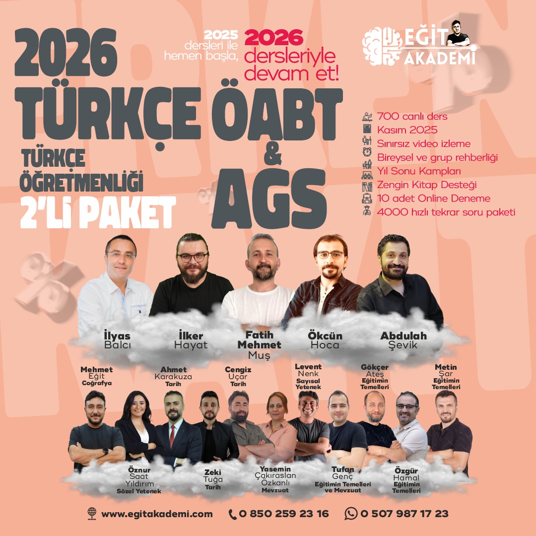 2026 Türkçe ÖABT + MEB-AGS 2’Lİ EĞİTİM PAKETİ CANLI/ VİDEO