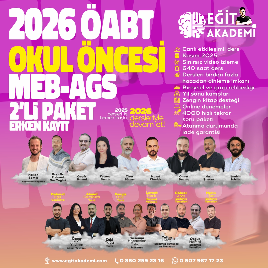 2026 OKUL ÖNCESİ ÖABT + MEB-AGS 2’Lİ CANLI/VİDEO EĞİTİM PAKETİ
