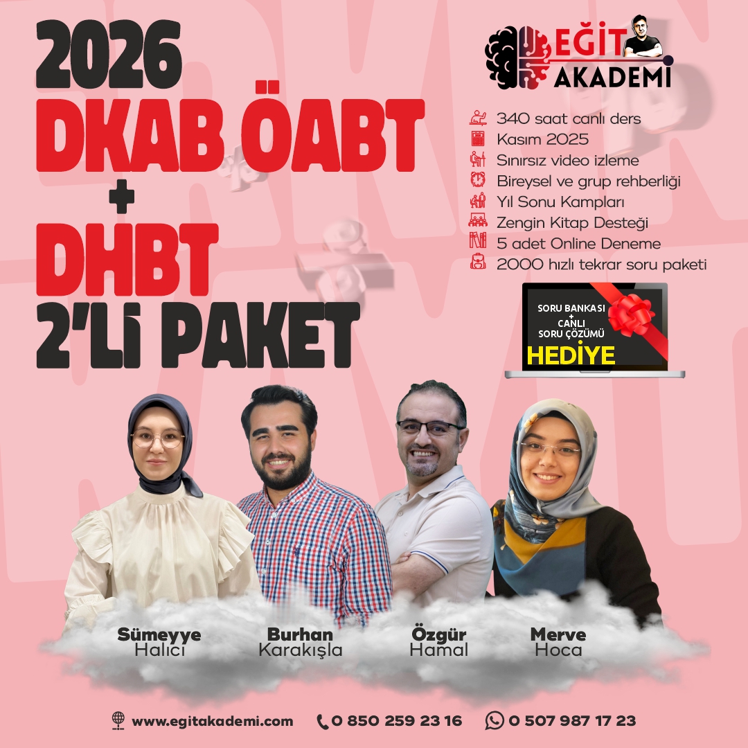 2026 DKAB/İHL ÖABT + DHBT 2Li  Canlı/Video Eğitim Paketi