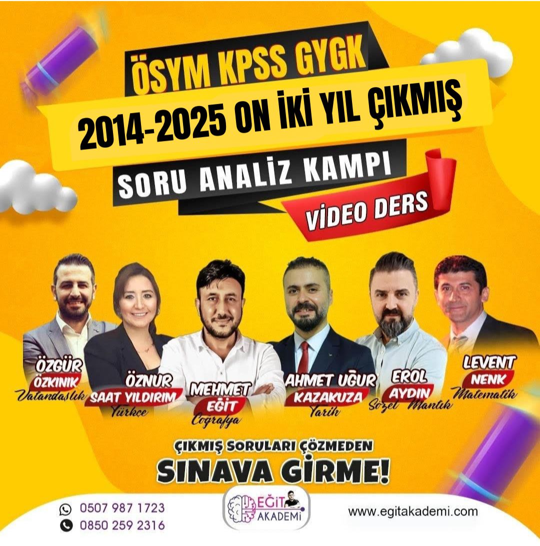 GY-GK SON 12 YIL ÖSYM ÇIKMIŞ SORU ANALİZ KAMPI / Video Paketi