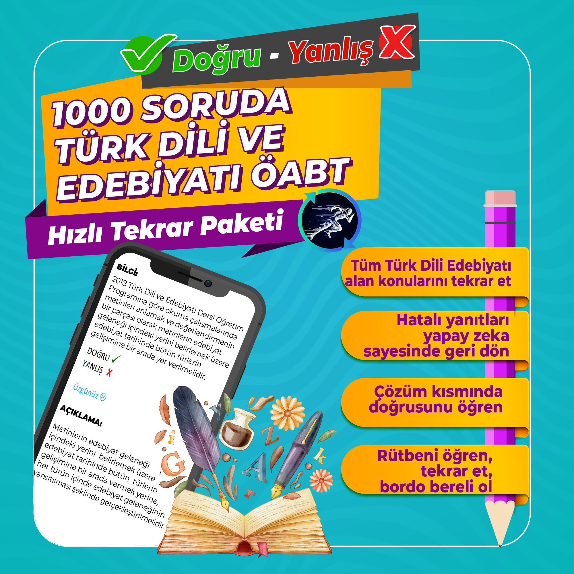 1000 SORUDA  TÜRK DİLİ ve EDEBİYATI Hızlı Tekrar Paketi