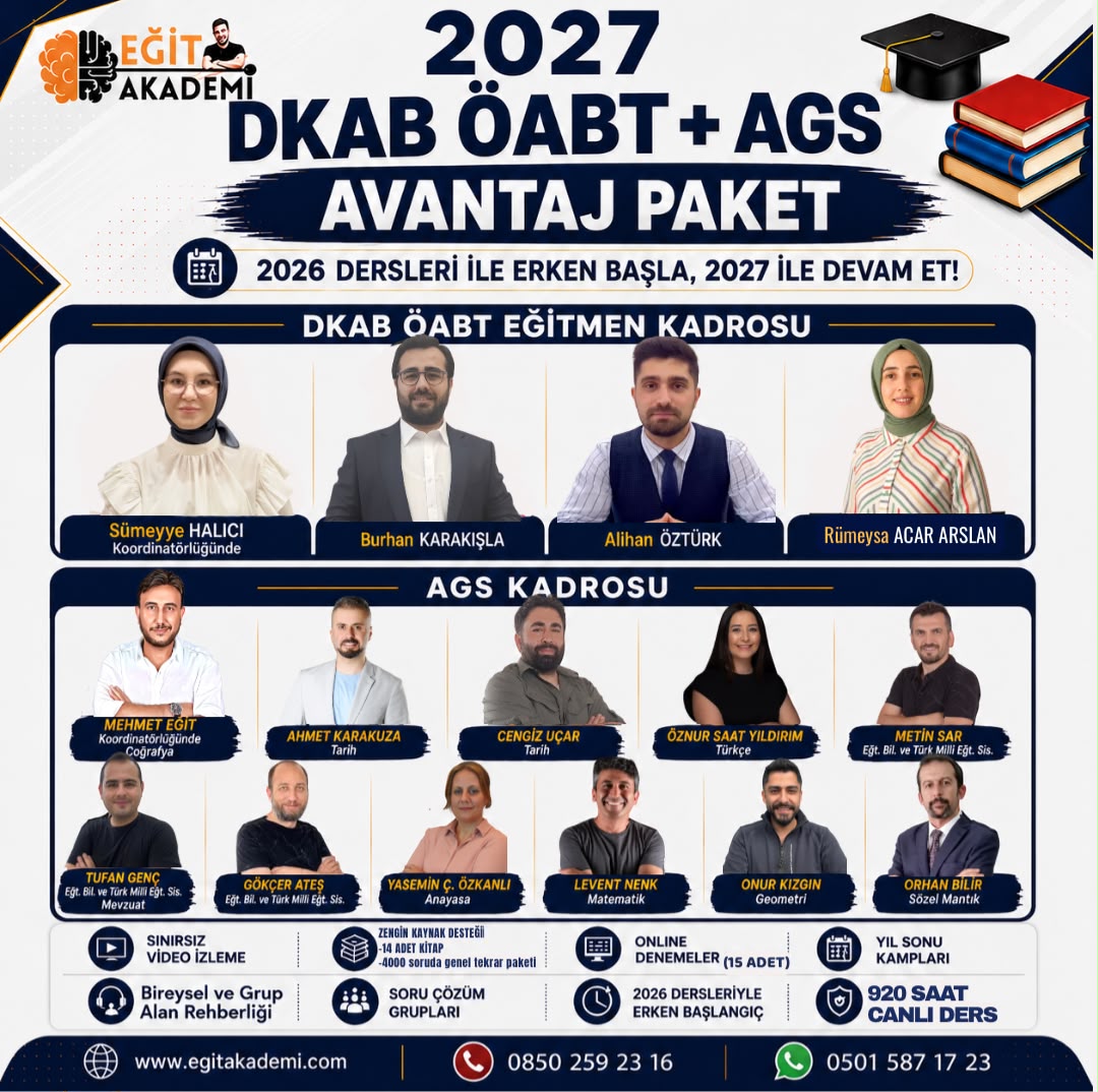 2027 AGS + DKAB / İHL ÖABT Avantaj 2'li Paket Canlı & Video Eğitim