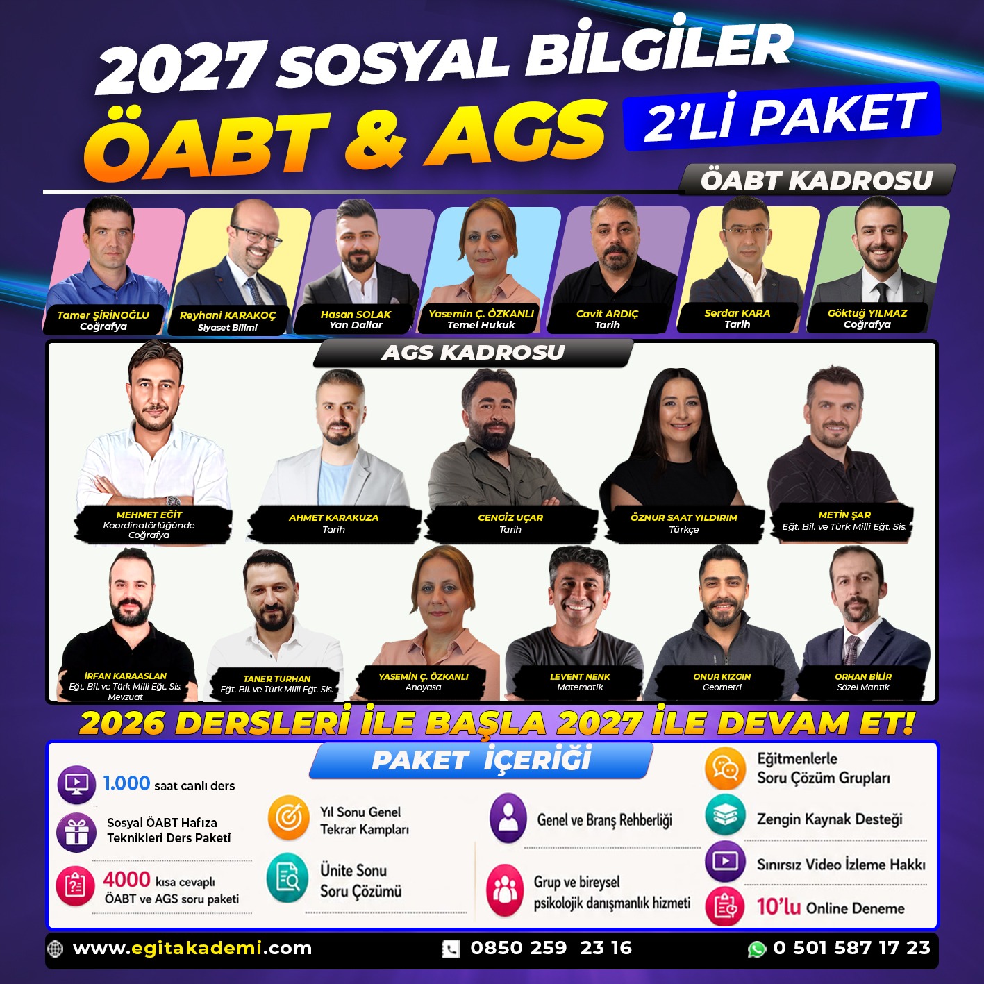 2027 AGS + Sosyal Bilgiler ÖABT 2'li Paket Canlı & Video Eğitim