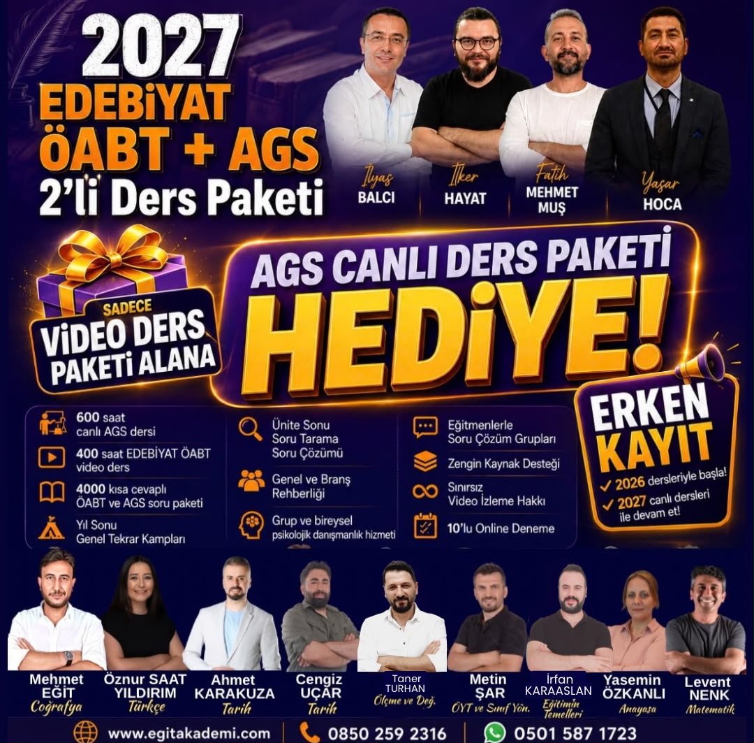 2027 EDEBİYAT ÖABT + MEB AGS 2'Lİ EĞİTİM PAKETİ (CANLI / VİDEO)