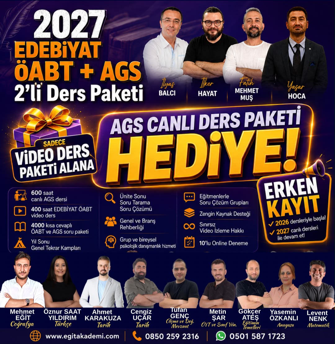 2027 EDEBİYAT ÖABT + MEB AGS 2'Lİ EĞİTİM PAKETİ (CANLI / VİDEO)