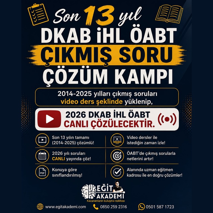 2027 DKAB İHL ÖABT ÇIKMIŞ SORU ÇÖZÜM KAMPI (CANLI/VİDEO)